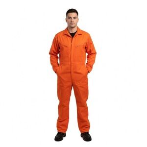 Walls Men's Orange Twill Coveralls Workwear with Utility Pockets Size 44